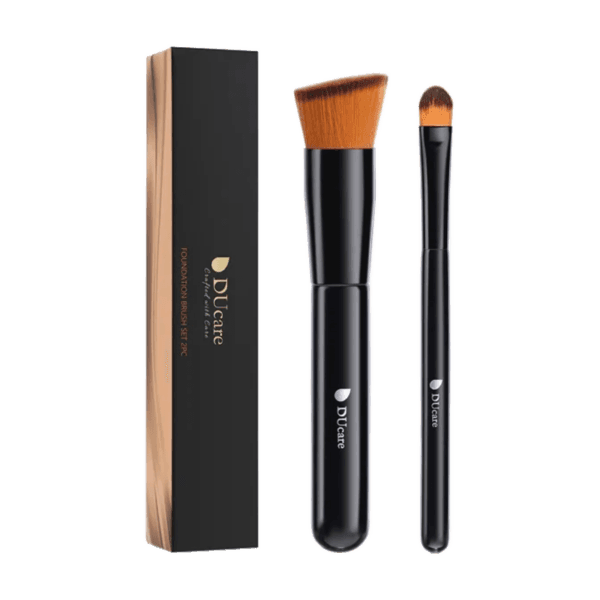Black Smooth Makeup 2-Piece Face Brush Set